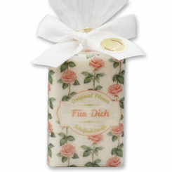 Schafmilchseife eckig 100g in Cello "Für Dich", Schneerose 