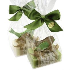Sheep milk soap 150g decorated with a bird in a cellophane, Classic/verbena 