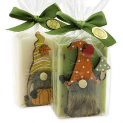 Sheep milk soap 150g decorated with a gnome in a cellophane, Classic/Verbena 