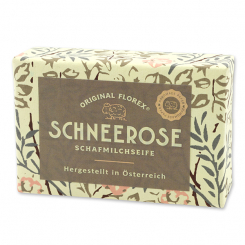 Schafmilchseife eckig 150g, "Handmade Paper" Schneerose 