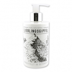 Body milk with organic sheep milk 250ml in a dispenser "Lieblingsgipfel", Edelweiss 