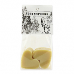 Schafmilchseife Herz mittel 4x23g in Cello "Höhensprung", Zirbe 