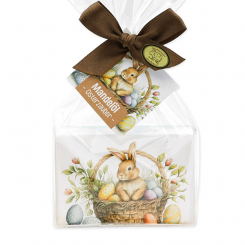 Schafmilchseife eckig 150g "Osterzauber Motiv 5" in Cello, Mandelöl 