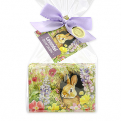 Schafmilchseife eckig 150g "Osterzauber Motiv 6" in Cello, Lavendel 