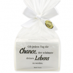 Schafmilchseife eckig 150g "Gib jedem Tag die Chance..." in Cello, Classic 