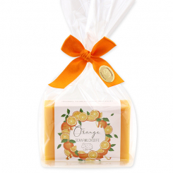 Sheep milk soap 150g 'Einzigartige Augenblicke' in a cellophane, Orange 