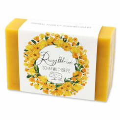 Sheep milk soap 150g 'Einzigartige Augenblicke' in a cellophane, Marigold 
