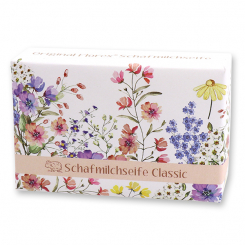 Schafmilchseife eckig 150g 'Blütenzart' mit Motiv 10, Classic 