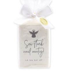 Sheep milk soap 150g "Sei stark und mutig..." , Christmas rose white 