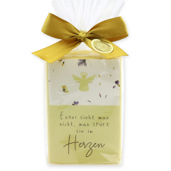 Schafmilchseife eckig 150g "Engel sieht man nicht,...", Zirbe 