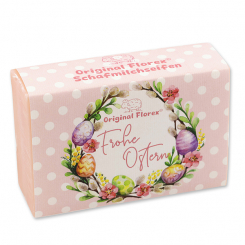 Schafmilchseife eckig 150g "Frohe Ostern", Pfingstrose 