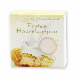 Festes Haarshampoo mit Schafmilch 58g in Papier-Schachtel, Milch & Honig 