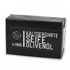 Kaltgerührte Seife 100g "Black Edition" schwarz verpackt, Olivenöl 