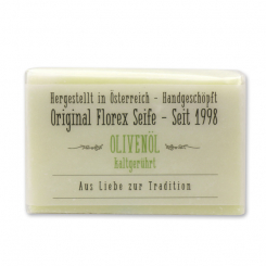 Kaltgerührte Seife 100g in Cello mit transparenter Schleife, Olivenöl 