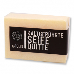 Kaltgerührte Seife 100g "Black Edition" weiß verpackt, Quitte 