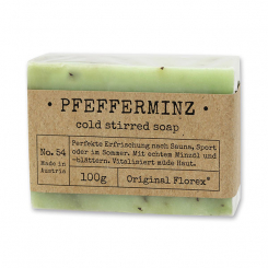 Handgeschöpfte Seife 100g in Cello "Pure Soaps", Pfefferminz 