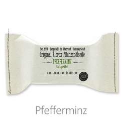 Kaltgerührte Seife 100g im genähten Papierbeutel, Pfefferminz 