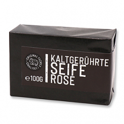 Kaltgerührte Seife 100g "Black Edition" schwarz verpackt, Rose 