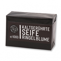 Kaltgerührte Seife 100g "Black Edition" schwarz verpackt, Ringelblume 