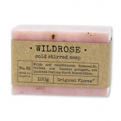 Handcrafted soap 100g packed in cello "Pure Soaps", Wild rose with petals 