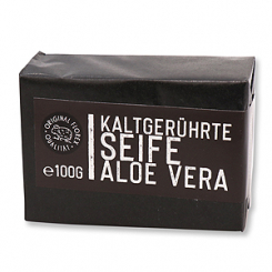Kaltgerührte Seife 100g "Black Edition" schwarz verpackt, Aloe Vera 