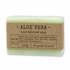Handgeschöpfte Seife 100g in Cello "Pure Soaps", Aloe Vera 