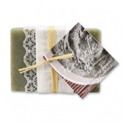 Spezialseife handgeschöpft 100g liegend Dekoband, Heilerde 