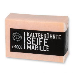 Kaltgerührte Seife 100g "Black Edition" weiß verpackt, Marille 