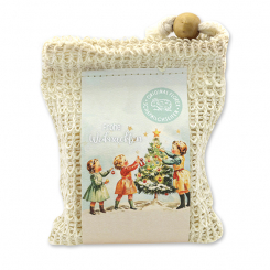 Handgeschöpfte Schafmilchseife 150g im Waschbeutel "Bunte Festtage Motiv 8", Classic 