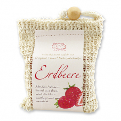 Handcrafted sheep milk soap 150g classic packed in a soap holder, Strawberry 