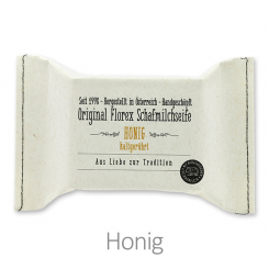 Kaltgerührte Seife 150g im genähten Papierbeutel, Honig 