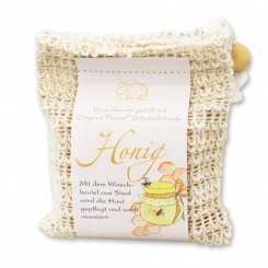 Handgeschöpfte Schafmilchseife 150g klassisch im Waschbeutel, Honig 