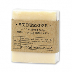 Handcrafted sheep milk soap 150g packed in cello "Pure Soaps", Christmas rose white 