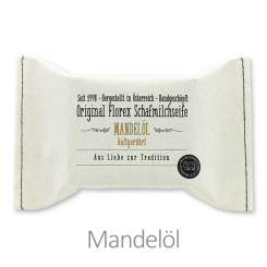 Handgeschöpfte Seife 150g im genähten Papierbeutel "Aus Liebe zur Tradition", Mandelöl 