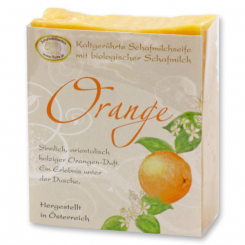 Handcrafted sheep milk soap 150g with classic labelling, Orange 
