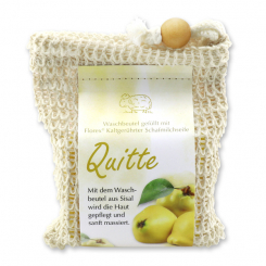 Handcrafted sheep milk soap 150g modern packed in a soap holder, Quince 