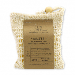 Handcrafted sheep milk soap 150g packed in a soap holder "Pure Soaps", Quince 