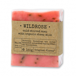 Handgeschöpfte Schafmilchseife 150g in Cello "Pure Soaps", Wildrose 