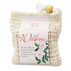Handcrafted sheep milk soap 150g classic packed in a soap holder, Wild rose 
