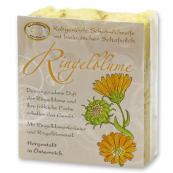Handgeschöpfte Schafmilchseife 150g klassisch verpackt, Ringelblume 
