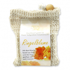 Handgeschöpfte Schafmilchseife 150g modern im Waschbeutel, Ringelblume 