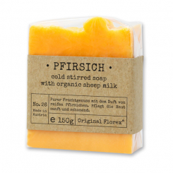 Handgeschöpfte Schafmilchseife 150g in Cello "Pure Soaps", Pfirsich 
