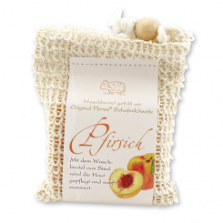 Handcrafted sheep milk soap 150g classic packed in a soap holder, Peach 