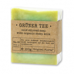 Handgeschöpfte Schafmilchseife 150g in Cello "Pure Soaps", Grüner Tee 