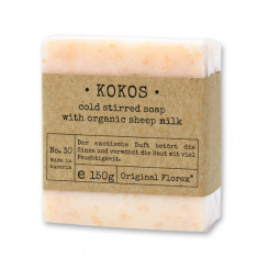 Handgeschöpfte Schafmilchseife 150g in Cello "Pure Soaps", Kokos 