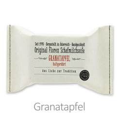 Handgeschöpfte Seife 150g im genähten Papierbeutel "Aus Liebe zur Tradition", Granatapfel 