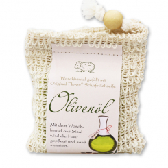 Handcrafted sheep milk soap 150g classic packed in a soap holder, Olive oil 