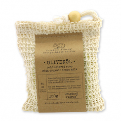 Handcrafted sheep milk soap 150g packed in a soap holder "Pure Soaps", Olive oil 