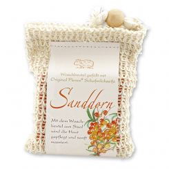 Handcrafted sheep milk soap 150g classic packed in a soap holder, seabuckthorn 