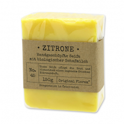 Handcrafted sheep milk soap 150g packed in cello "Pure Soaps", Lemon 